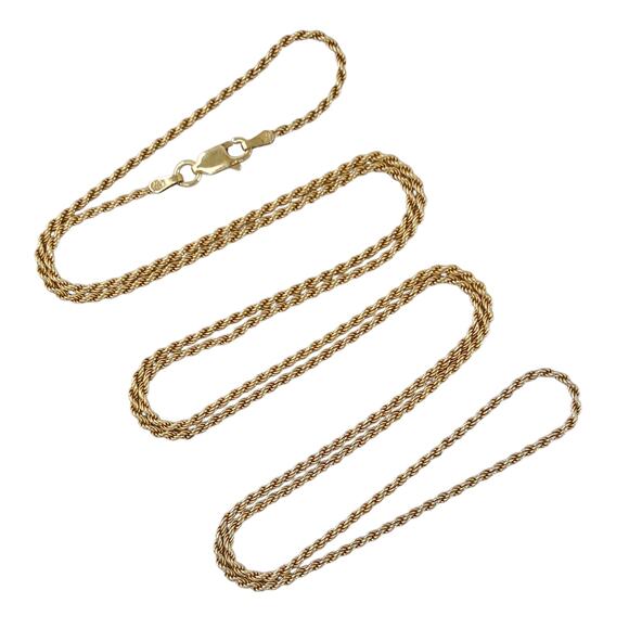 Gold-Tone Rope Chain | Sterling Silver 925 Necklace 30" - Picture 1 of 7